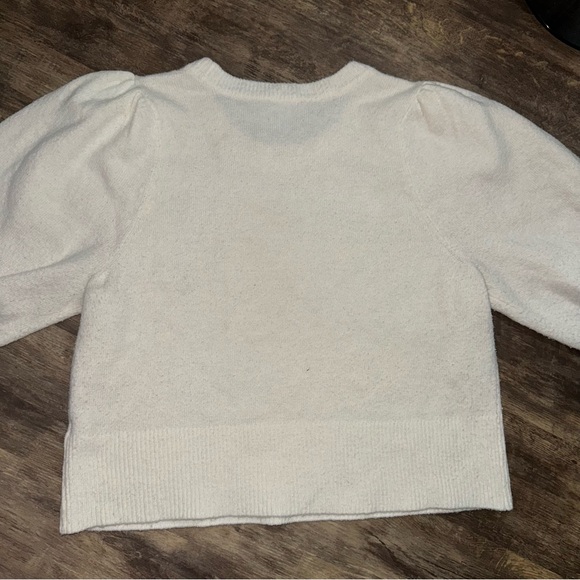 CeCe White Puff Sleeve Crewneck Sweater - Picture 6 of 9